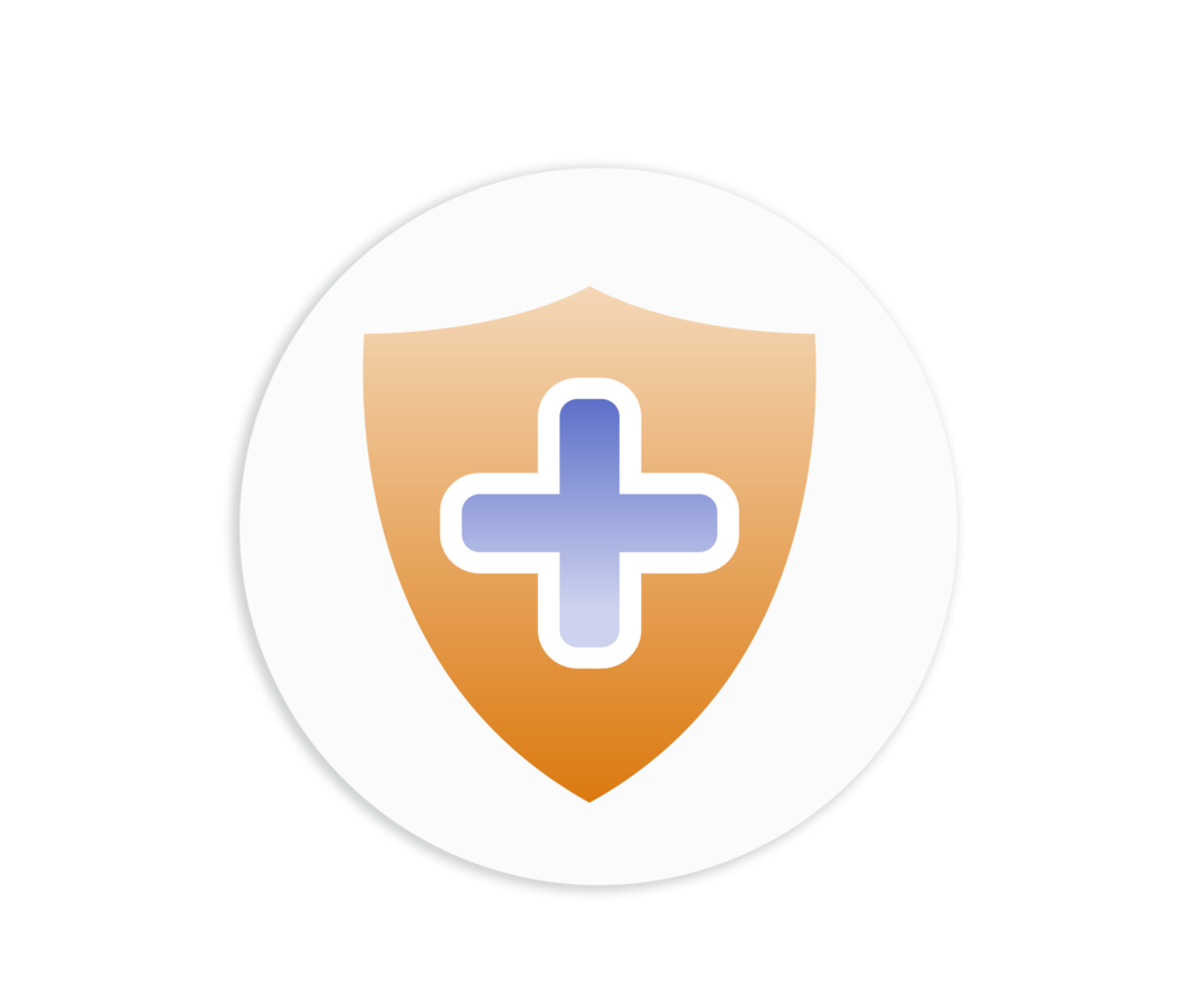 Schematische Darstellung eines Schutzschildes mit einem Kreuz in der Mitte. 