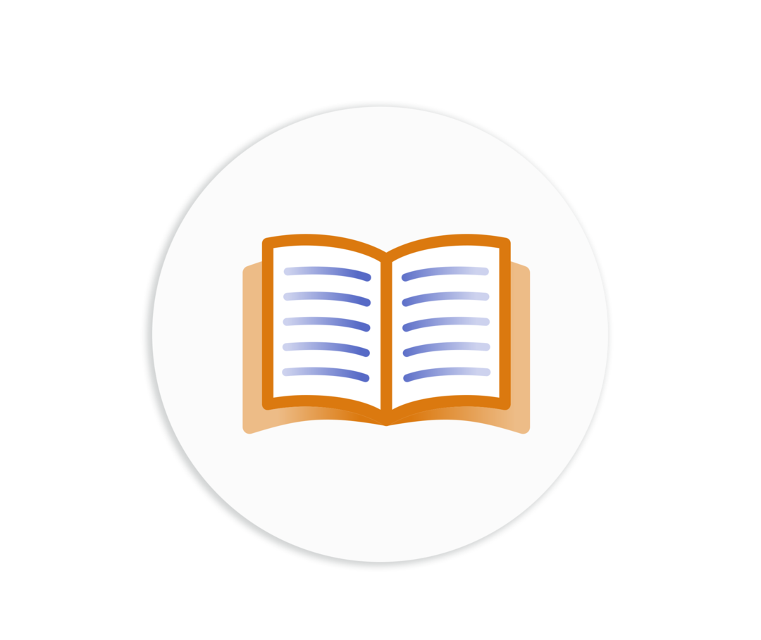 Schematische Darstellung eines aufgeschlagenen Buches.