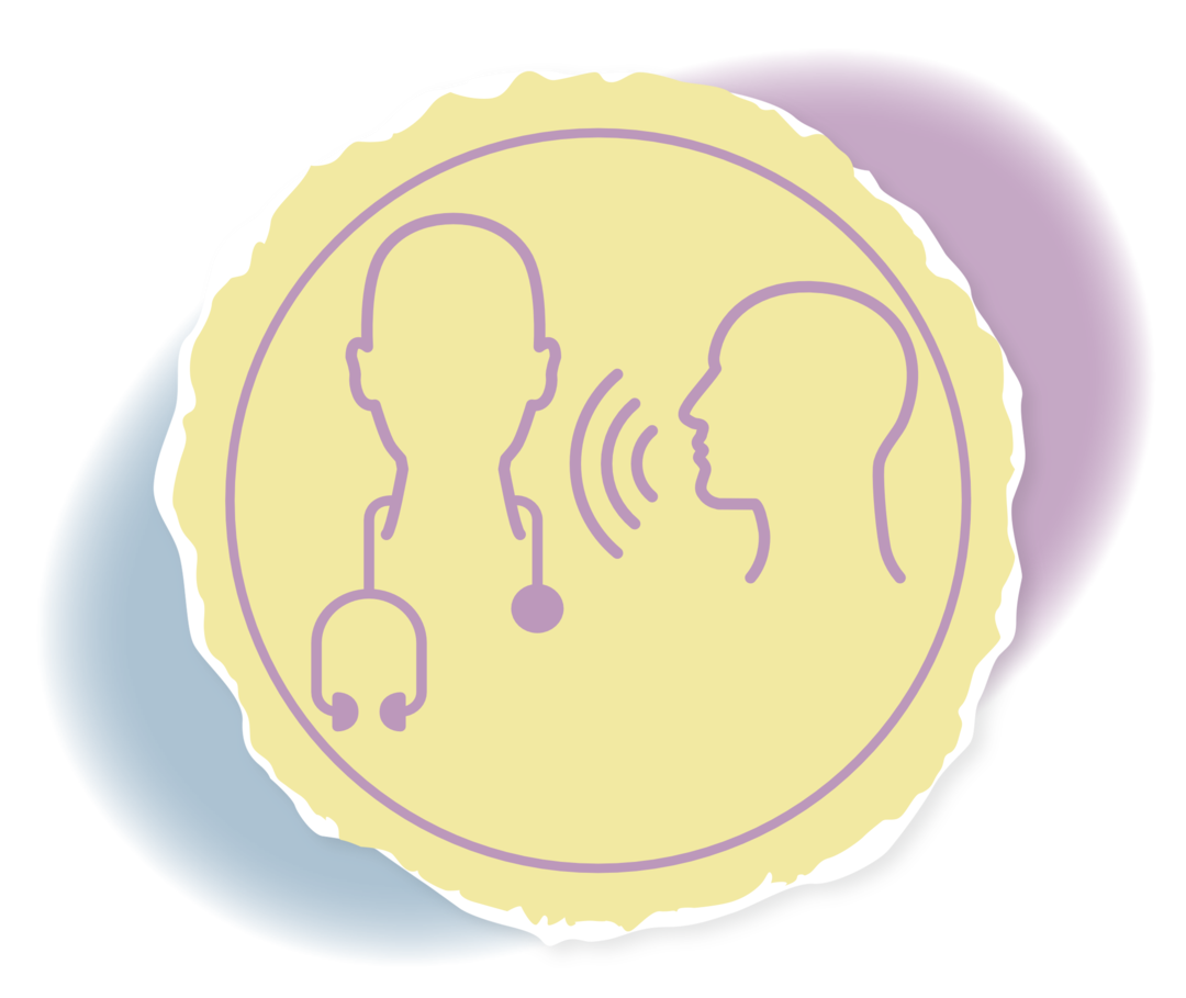 Icon: Arztgespräch Schematische Darstellung eines Menschen, der mit einem Arzt redet.