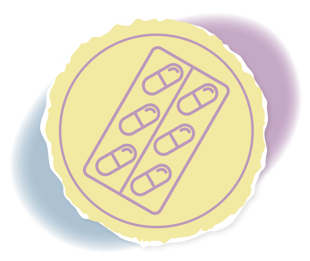 Icon: Lagerung Schematische Darstellung einer Blisterpackung.