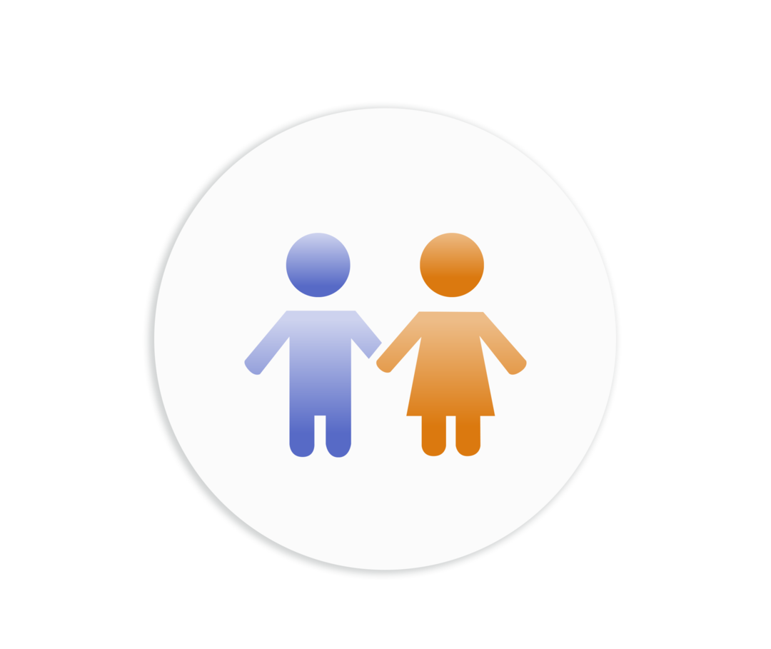 Schematische Darstellung zweier Kinder. 