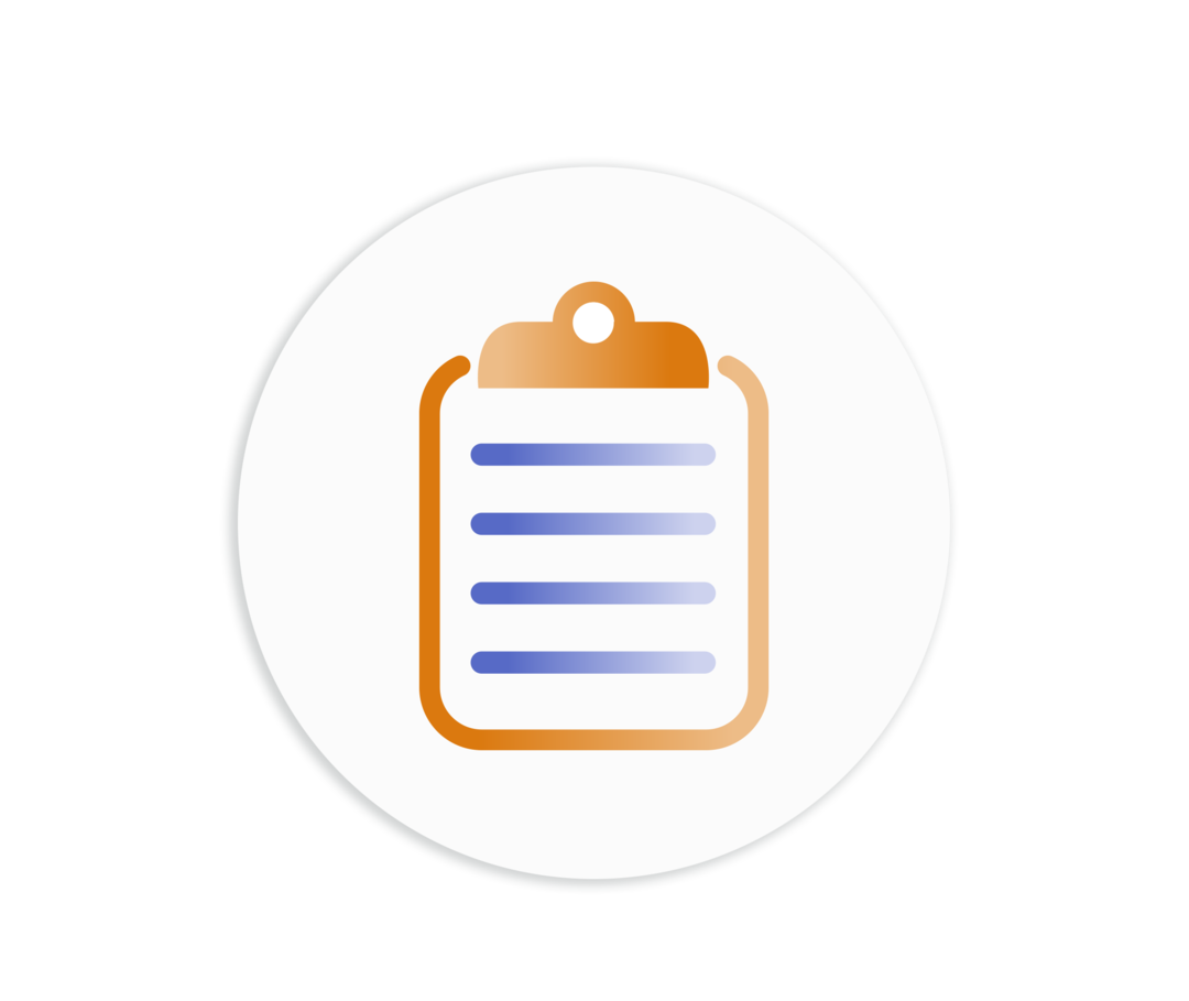 Schematische Darstellung eines Klemmbretts mit beschriftetem Blatt Papier.