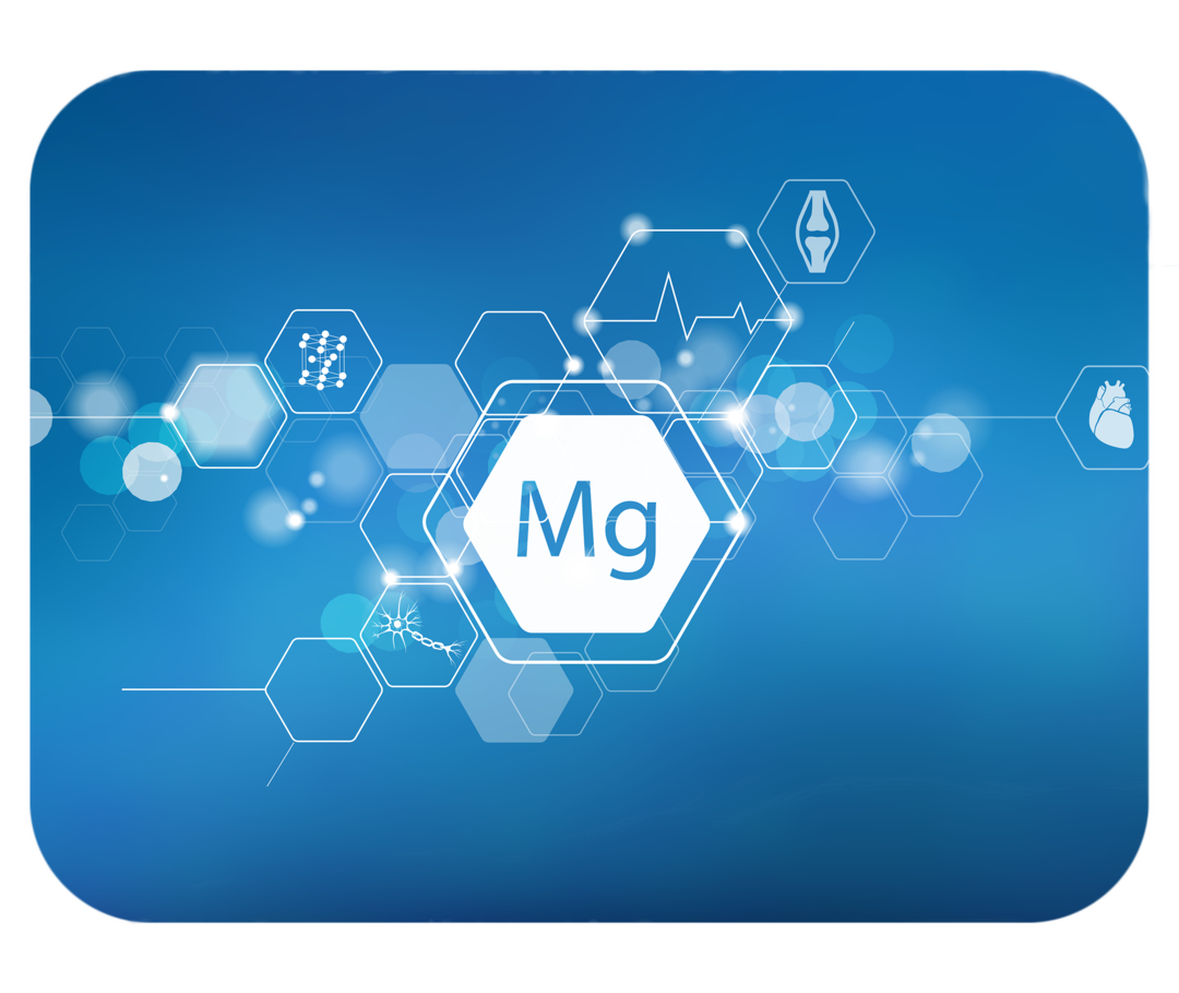 Weißes Sechseck mit der Beschriftung „Mg“
