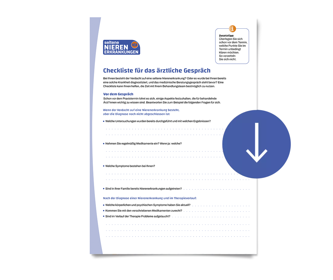 Download der Checkliste Arztbesuch Titelbild der Checkliste für den Arztbesuch.